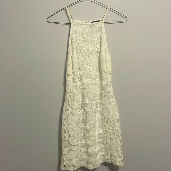 Topshop off-white lace fitted dress. Size: US 4 - Picture 2 of 7